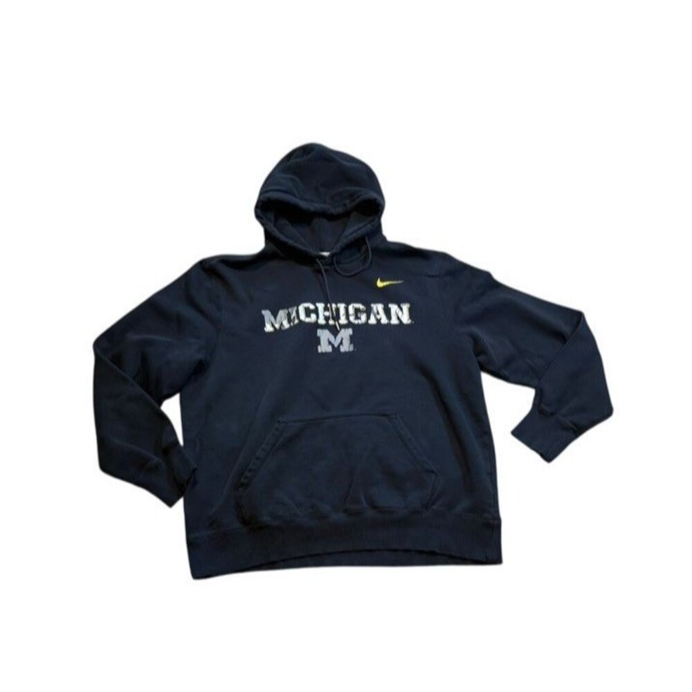 Nike Michigan Wolverines Hoodie Men's Size XL Black Sweatshirt Gray Camo UM